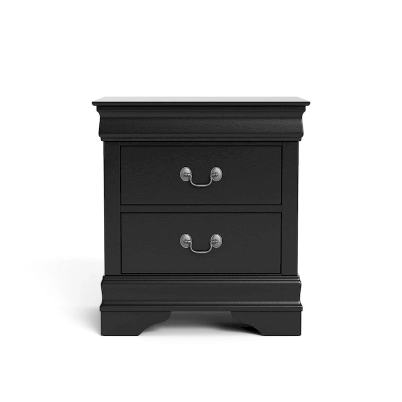 Ensemble 3 pièces table de chevet et commode – Cerisier / Noir / Blanc – Style traditionnel, 1 chambre