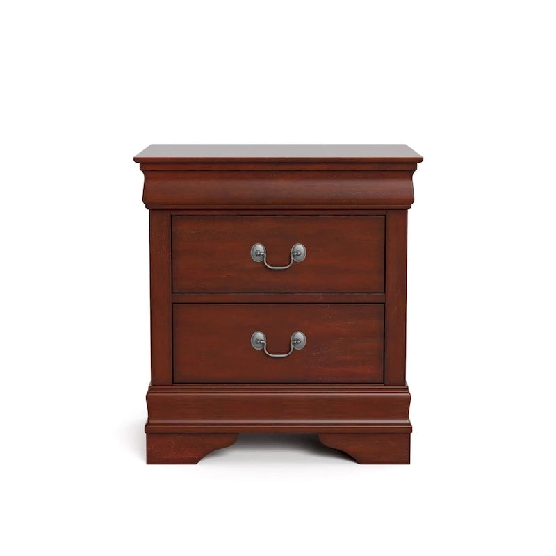 Ensemble 3 pièces table de chevet et commode – Cerisier / Noir / Blanc – Style traditionnel, 1 chambre