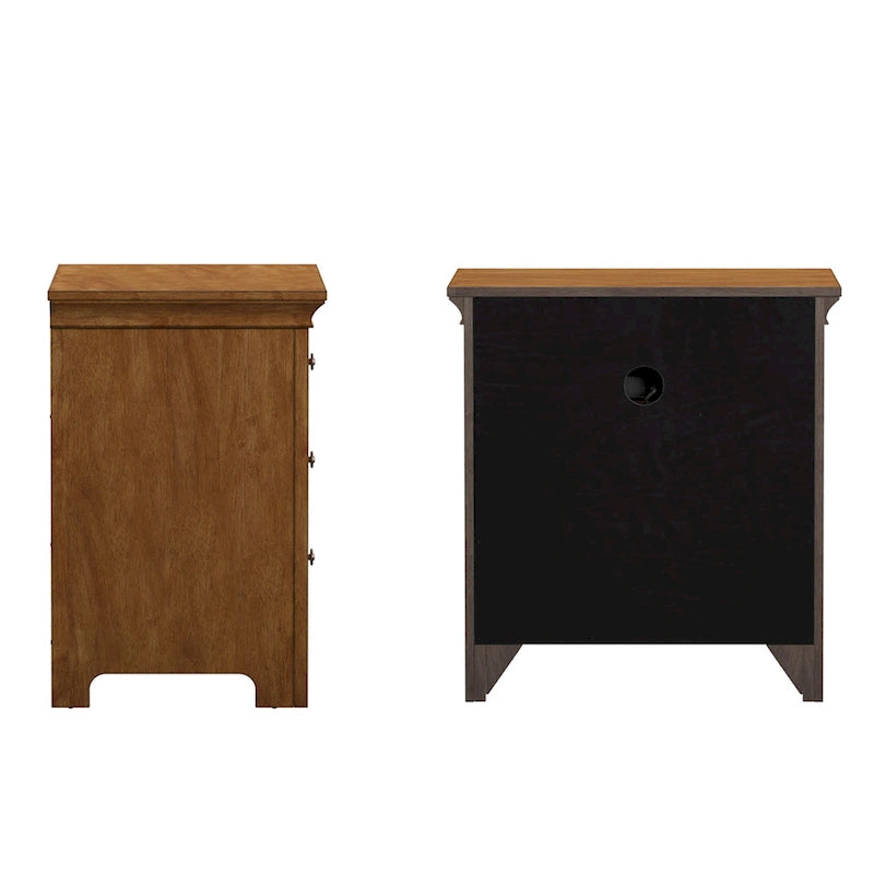 Table de chevet de rangement modulaire en bois à 3 tiroirs Varenna avec station de charge