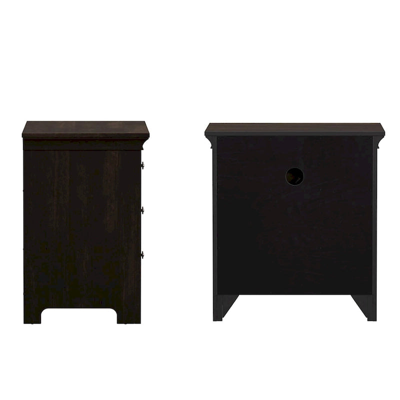 Table de chevet de rangement modulaire en bois à 3 tiroirs Varenna avec station de charge
