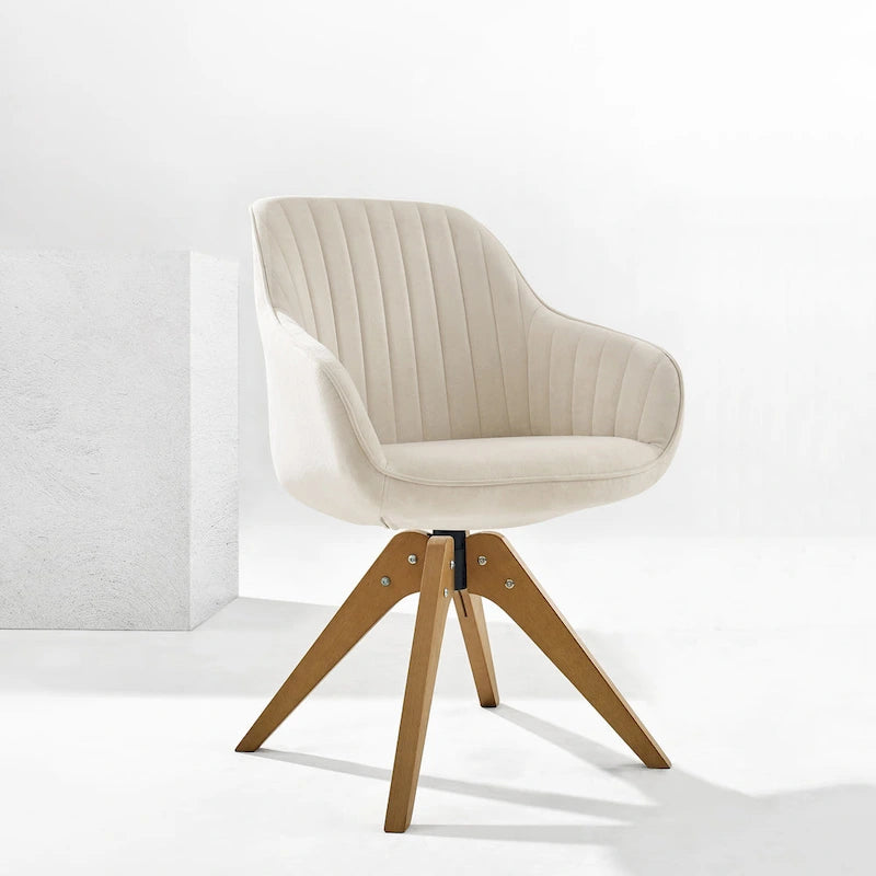 Chaise de bureau pivotante classique Art Leon avec pieds en bois