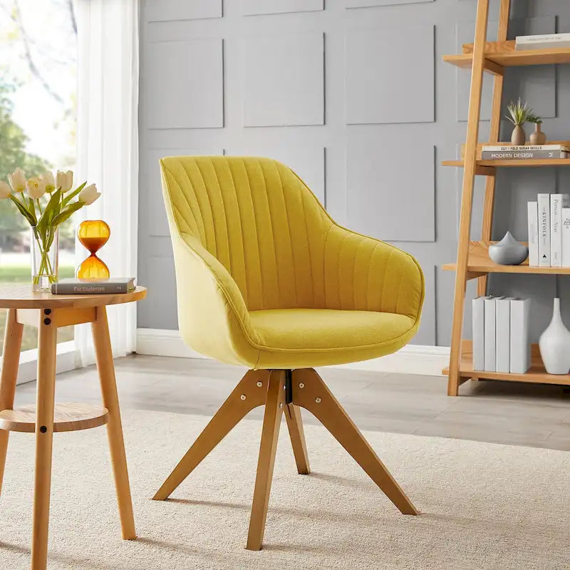 Chaise de bureau pivotante classique Art Leon avec pieds en bois