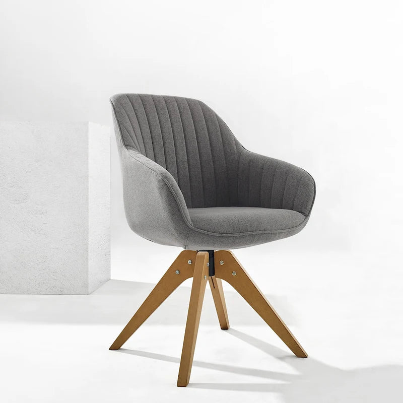 Chaise de bureau pivotante classique Art Leon avec pieds en bois