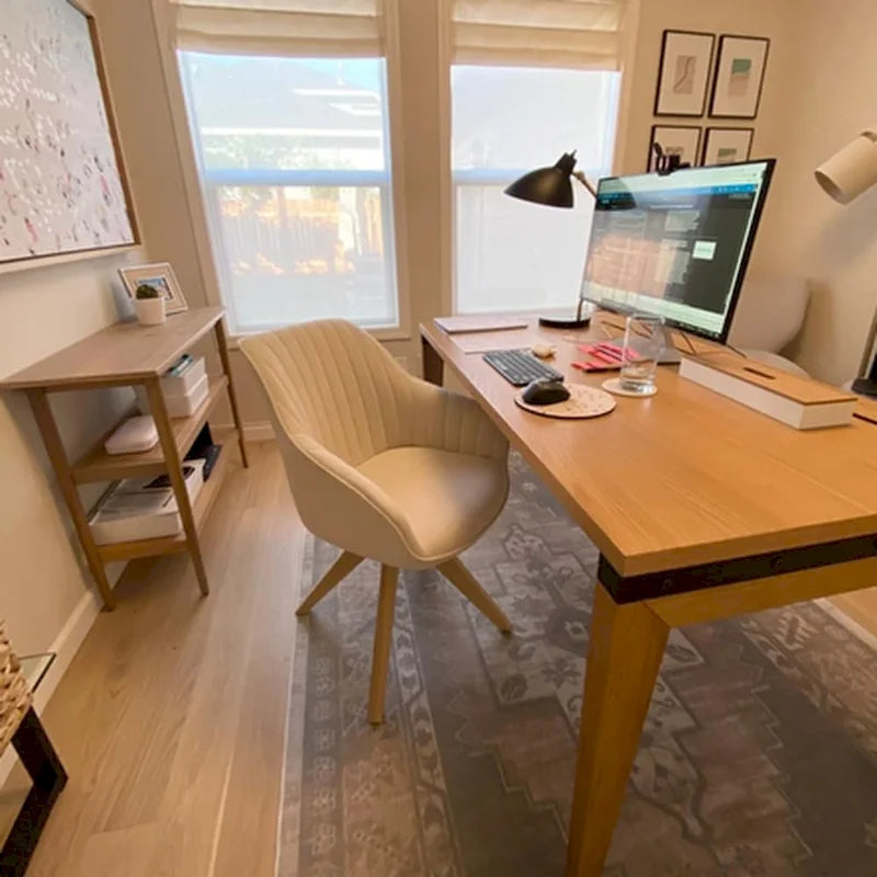 Chaise de bureau pivotante classique Art Leon avec pieds en bois