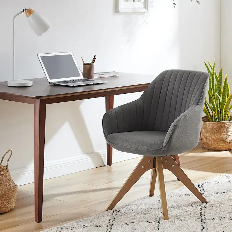 Chaise de bureau pivotante classique Art Leon avec pieds en bois