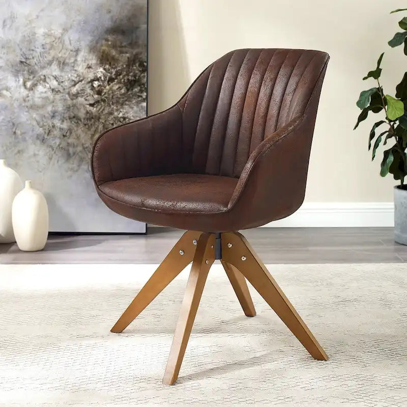 Chaise de bureau pivotante classique Art Leon avec pieds en bois