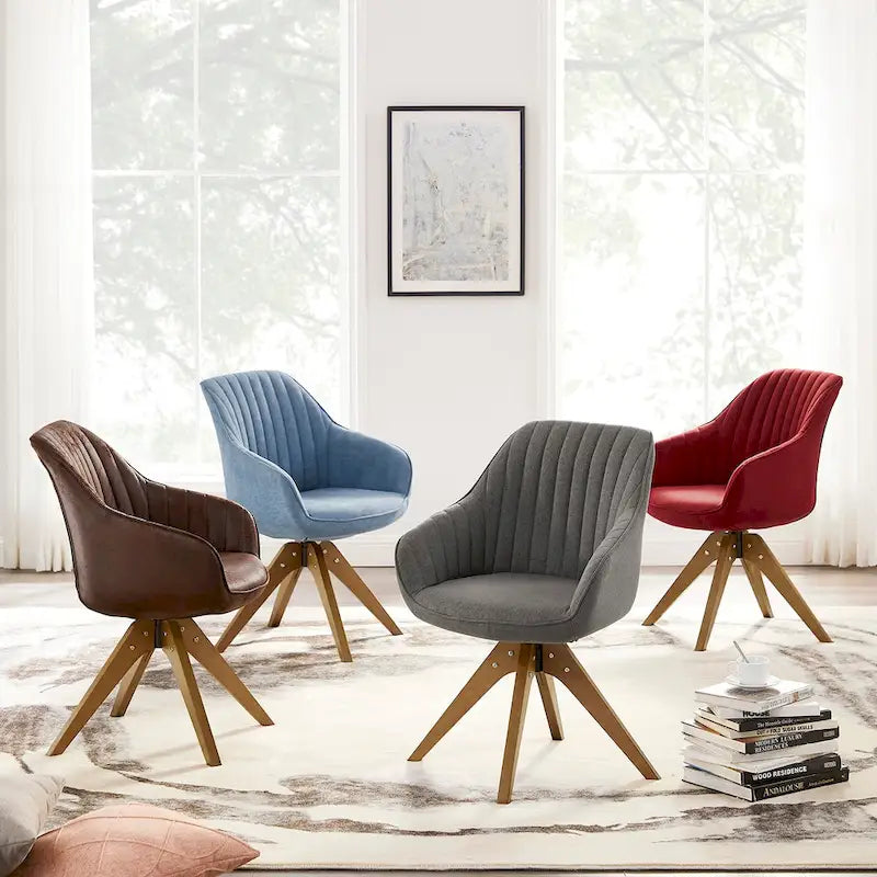 Chaise de bureau pivotante classique Art Leon avec pieds en bois