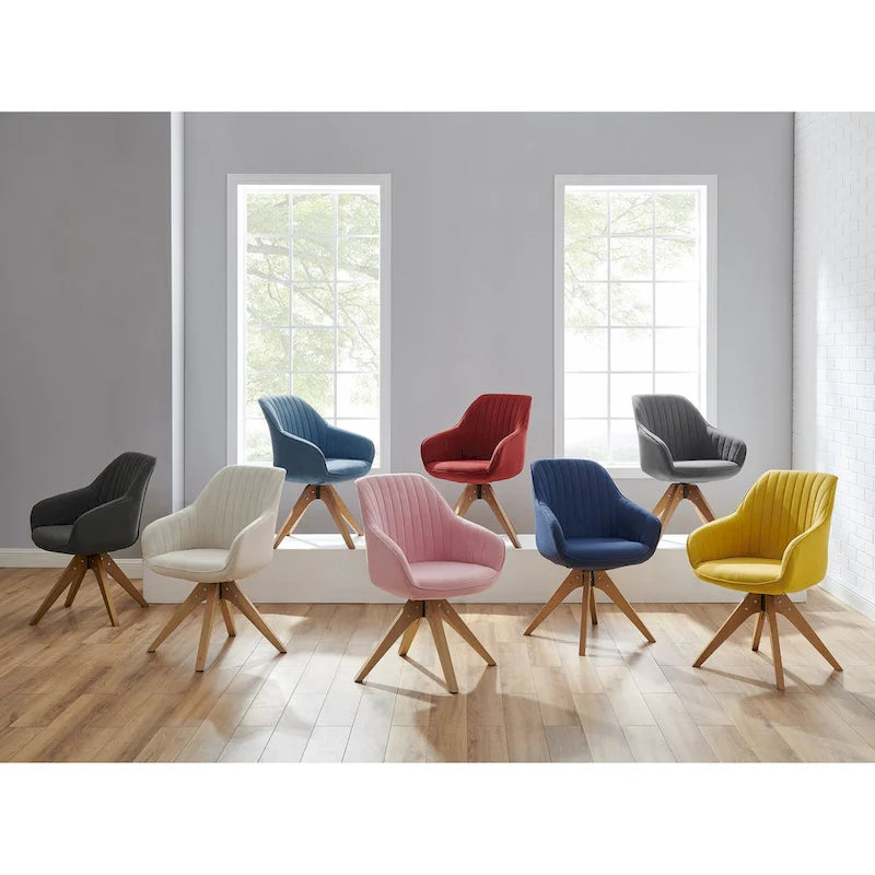 Chaise de bureau pivotante classique Art Leon avec pieds en bois