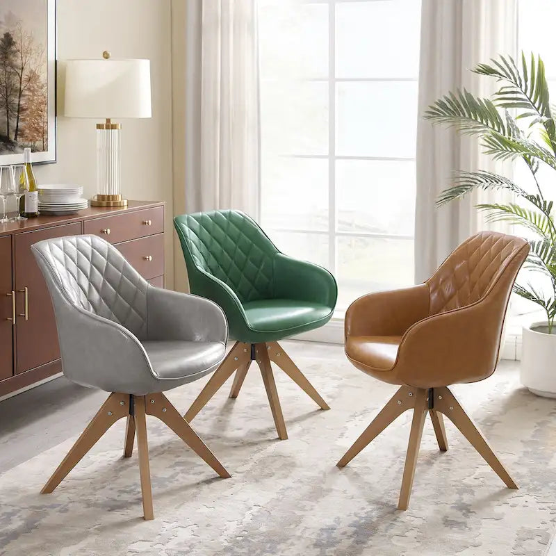 Chaise de bureau pivotante classique Art Leon avec pieds en bois