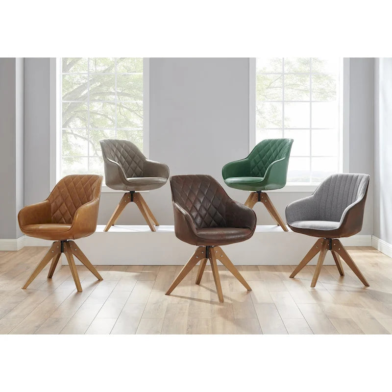 Chaise de bureau pivotante classique Art Leon avec pieds en bois