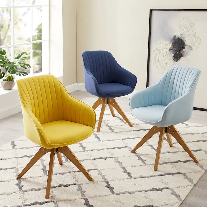 Chaise de bureau pivotante classique Art Leon avec pieds en bois