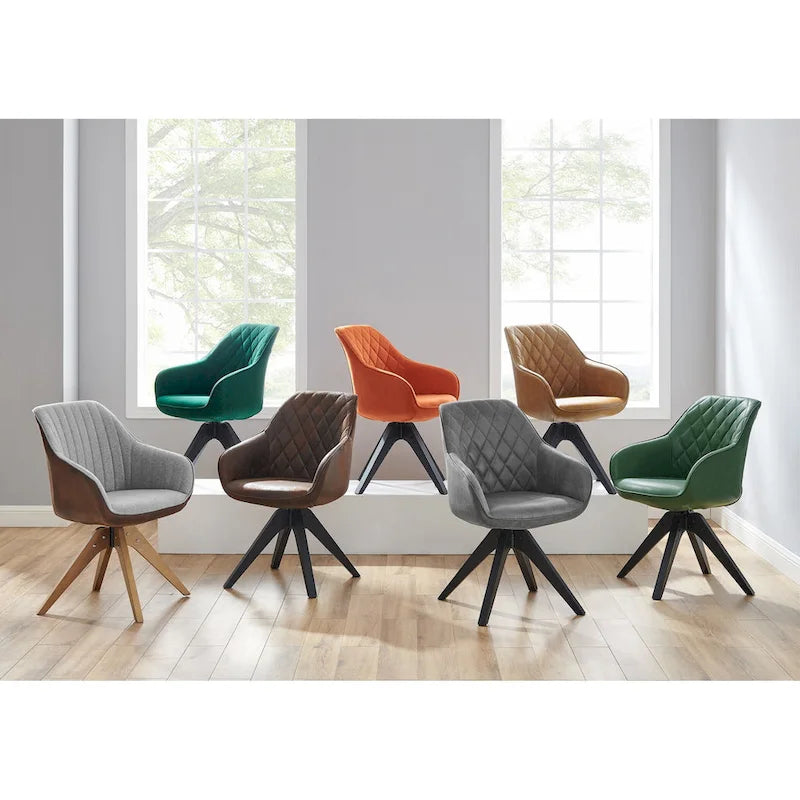 Chaise de bureau pivotante classique Art Leon avec pieds en bois