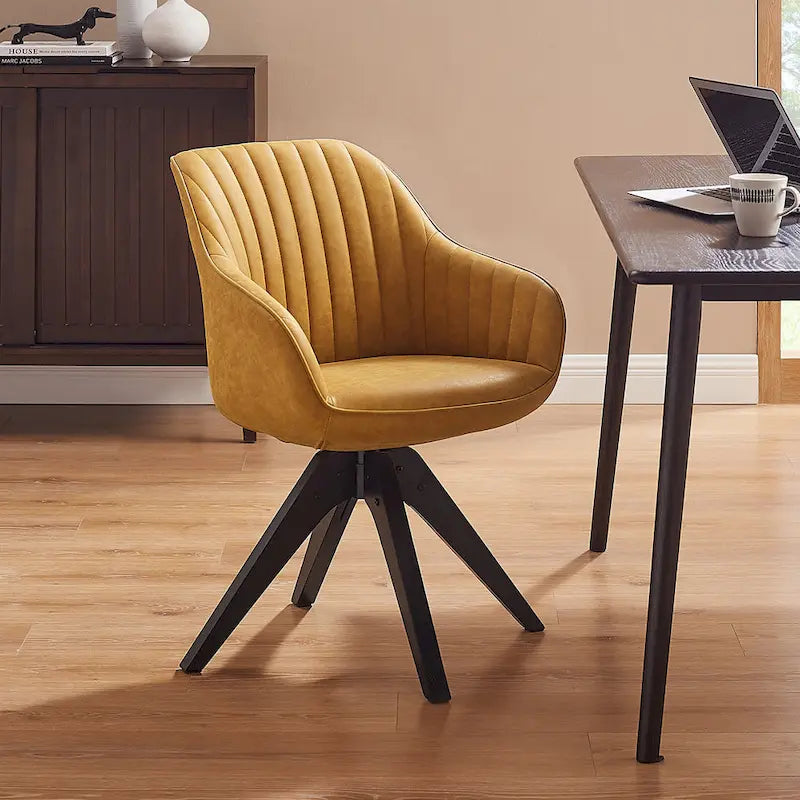 Chaise de bureau pivotante classique Art Leon avec pieds en bois