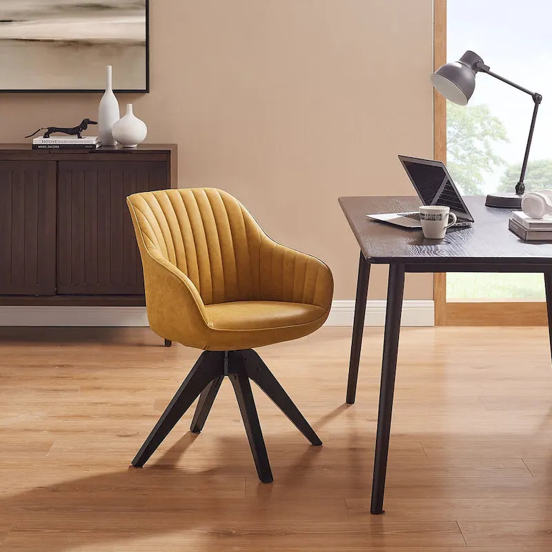 Chaise de bureau pivotante classique Art Leon avec pieds en bois