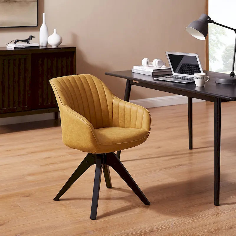 Chaise de bureau pivotante classique Art Leon avec pieds en bois