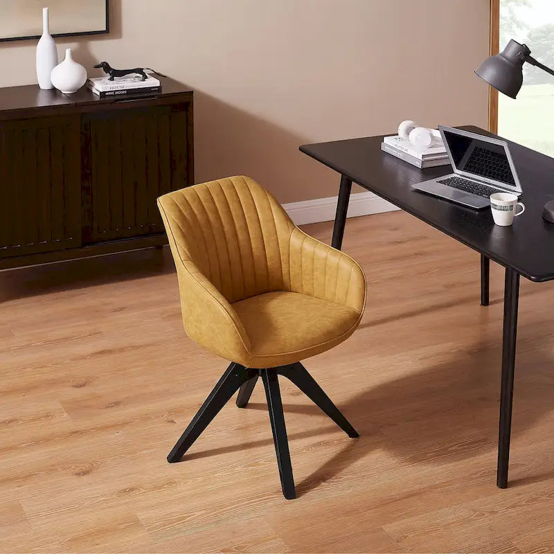 Chaise de bureau pivotante classique Art Leon avec pieds en bois