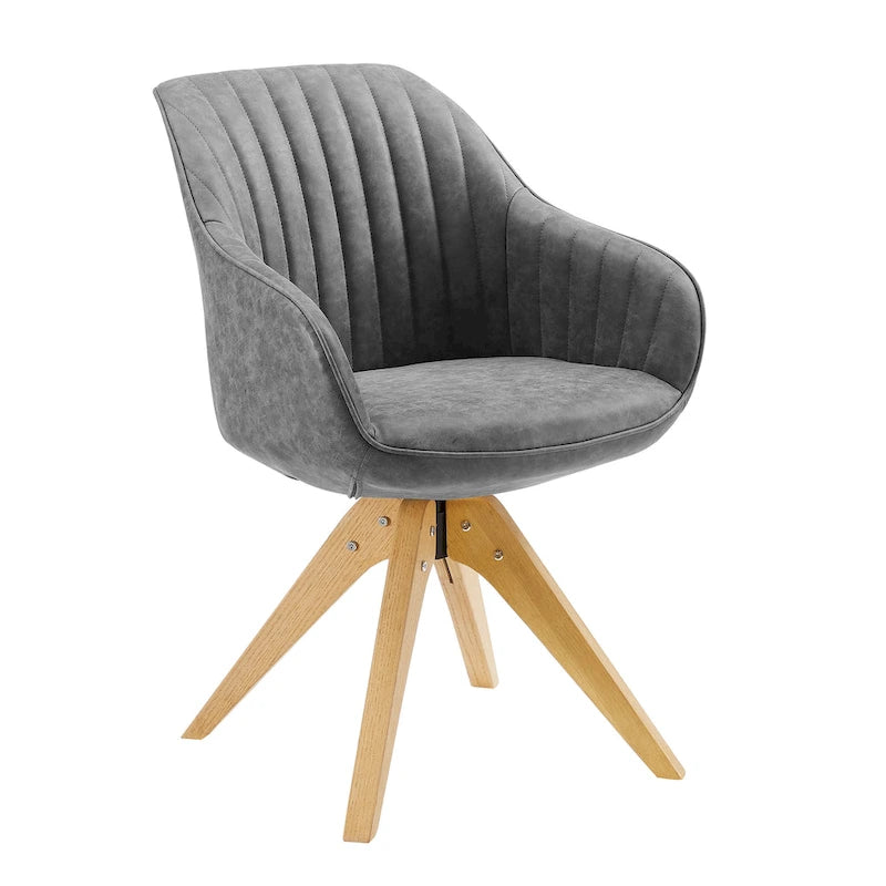 Chaise de bureau pivotante classique Art Leon avec pieds en bois