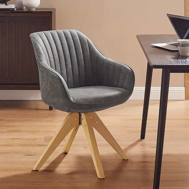 Chaise de bureau pivotante classique Art Leon avec pieds en bois