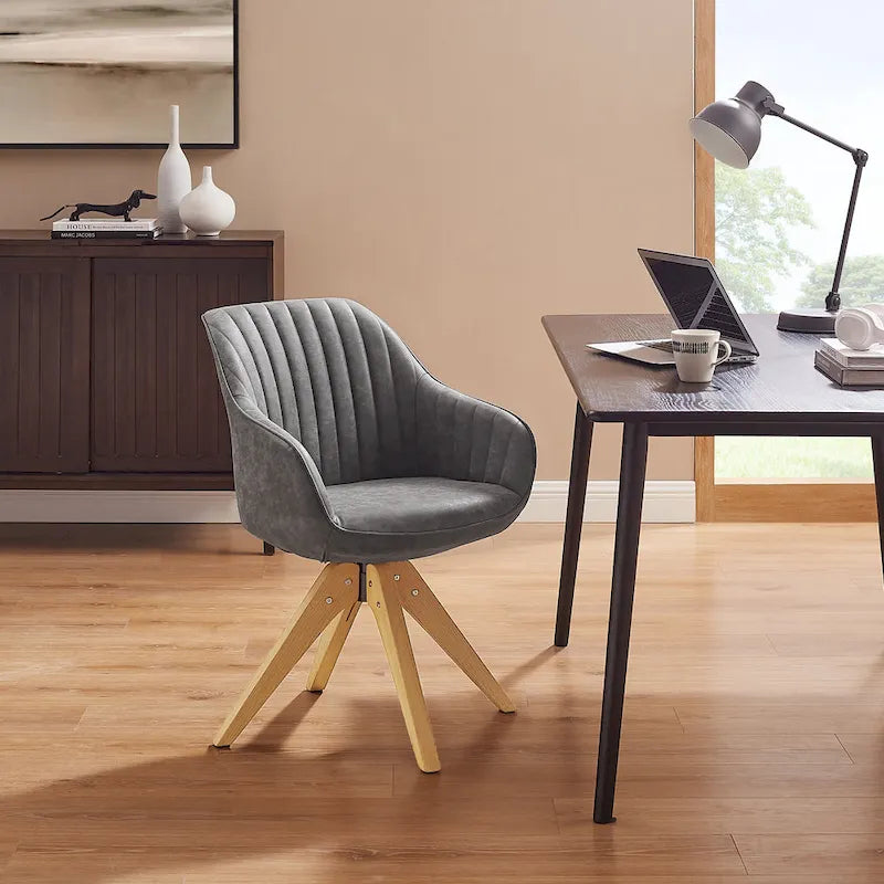 Chaise de bureau pivotante classique Art Leon avec pieds en bois