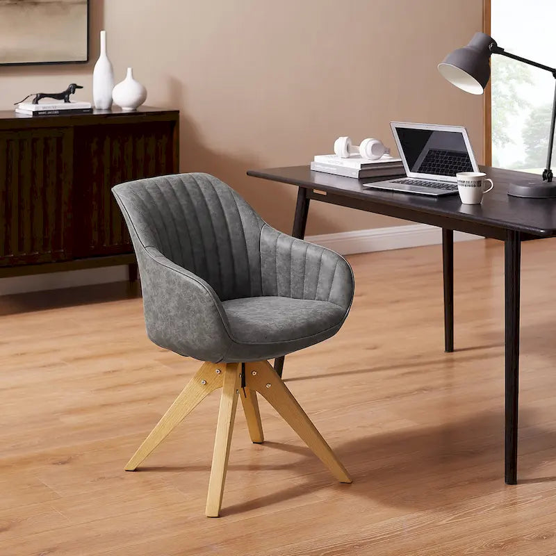 Chaise de bureau pivotante classique Art Leon avec pieds en bois