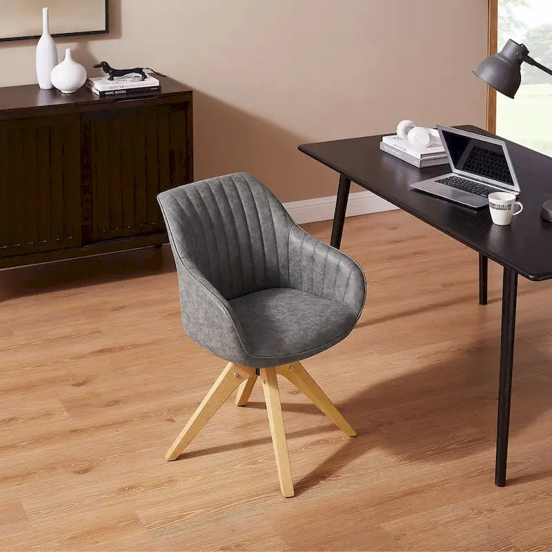 Chaise de bureau pivotante classique Art Leon avec pieds en bois