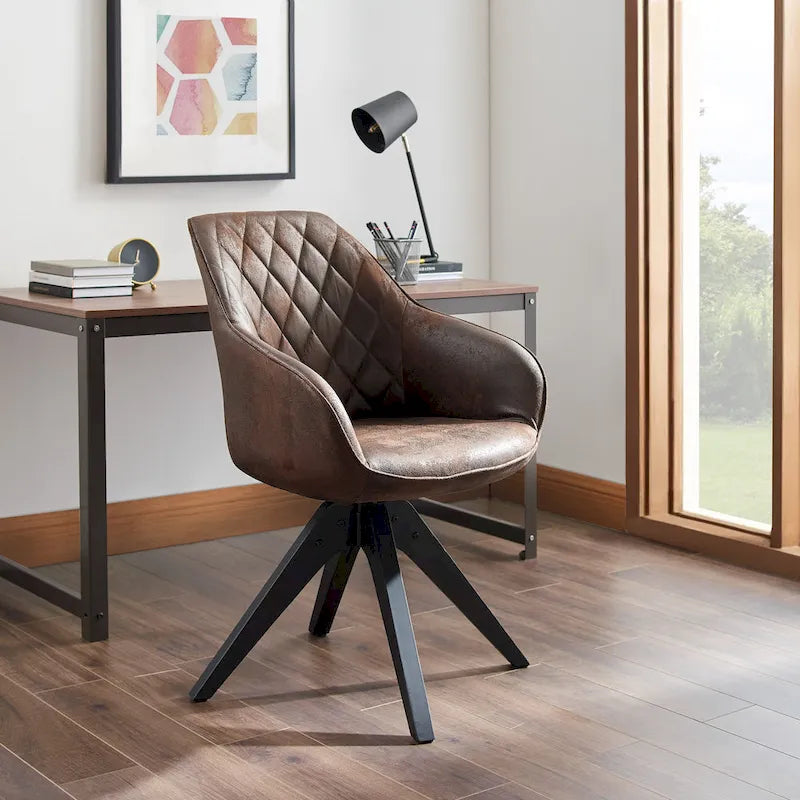 Chaise de bureau pivotante classique Art Leon avec pieds en bois