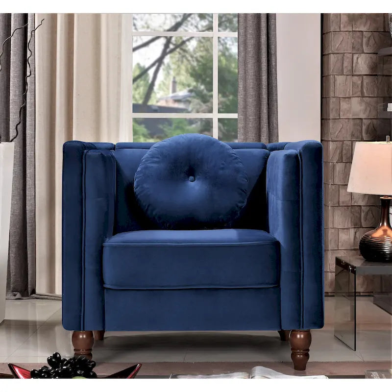 Fauteuil d'appoint en velours, capitonné, une place – Gris / Noir / Ivoire / Bleu / Rose / Vert