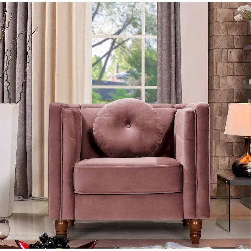 Fauteuil d'appoint en velours, capitonné, une place – Gris / Noir / Ivoire / Bleu / Rose / Vert