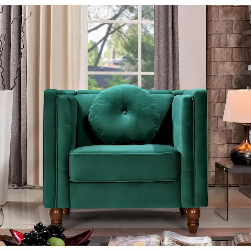 Fauteuil d'appoint en velours, capitonné, une place – Gris / Noir / Ivoire / Bleu / Rose / Vert