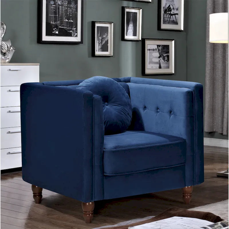 Fauteuil d'appoint en velours, capitonné, une place – Gris / Noir / Ivoire / Bleu / Rose / Vert