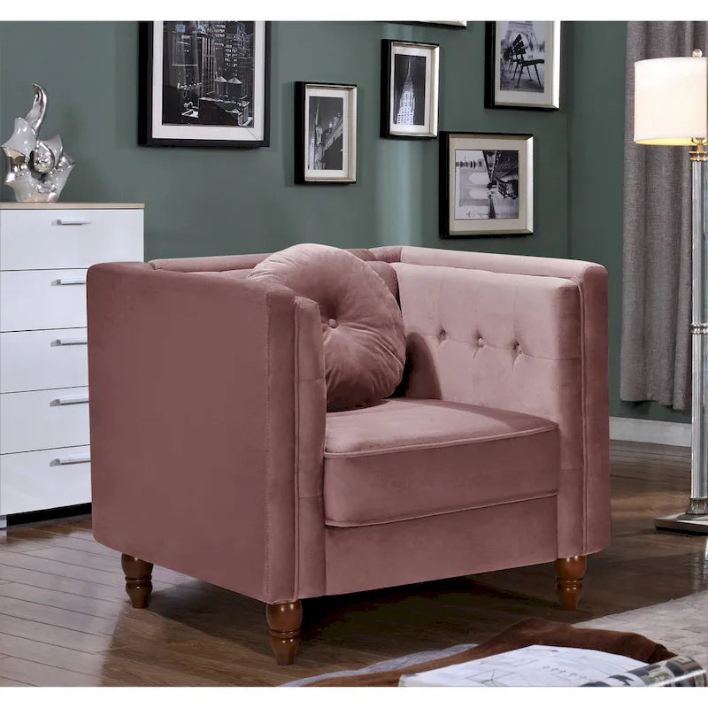Fauteuil d'appoint en velours, capitonné, une place – Gris / Noir / Ivoire / Bleu / Rose / Vert