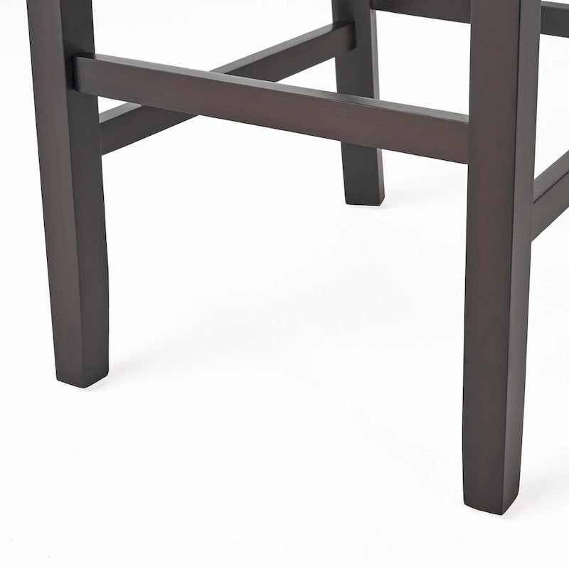 Tabouret de bar contemporain en lin beige, lot de 2, hauteur bar – Clous décoratifs, pieds en bois d'hévéa