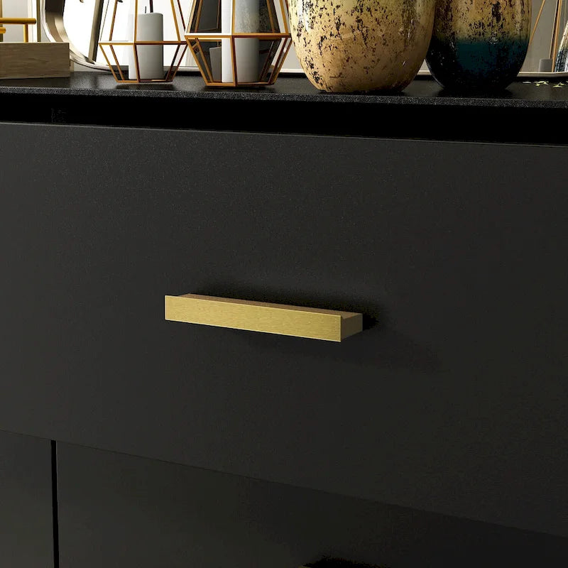 Commode double noire/blanche à 6 tiroirs, style Mid-Century, 120 cm de large, assemblage par 2 personnes