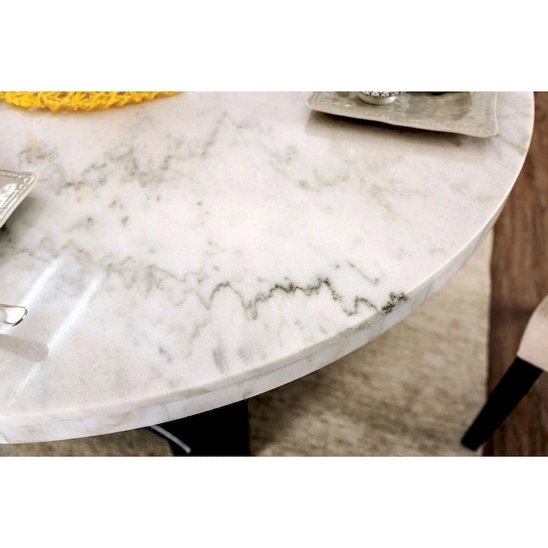 Table à manger sur pied blanche et noire antique, 4 places