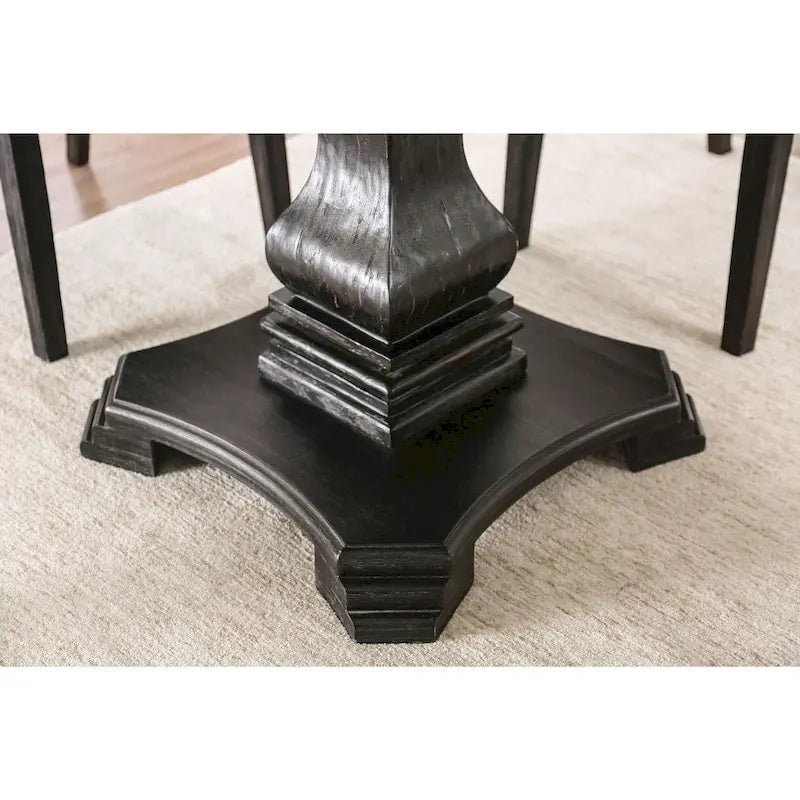Table à manger sur pied blanche et noire antique, 4 places