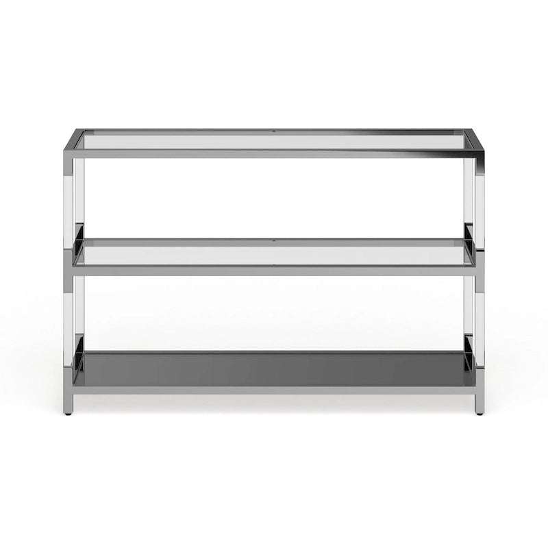 Table console Fald en verre 2 étagères de 48 po chromée contemporaine par Furniture of America