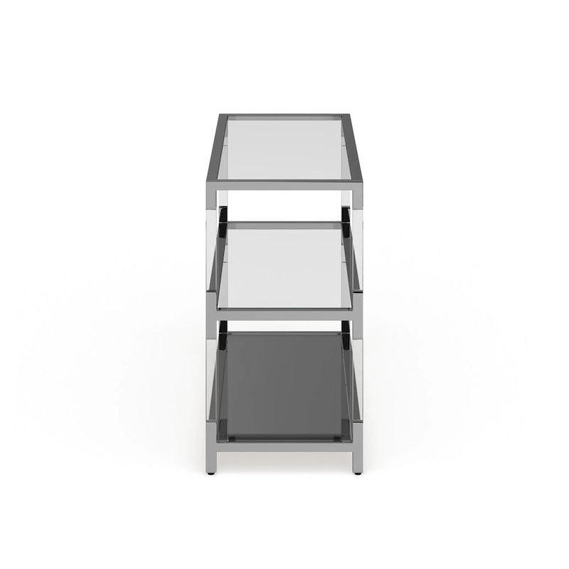 Table console Fald en verre 2 étagères de 48 po chromée contemporaine par Furniture of America