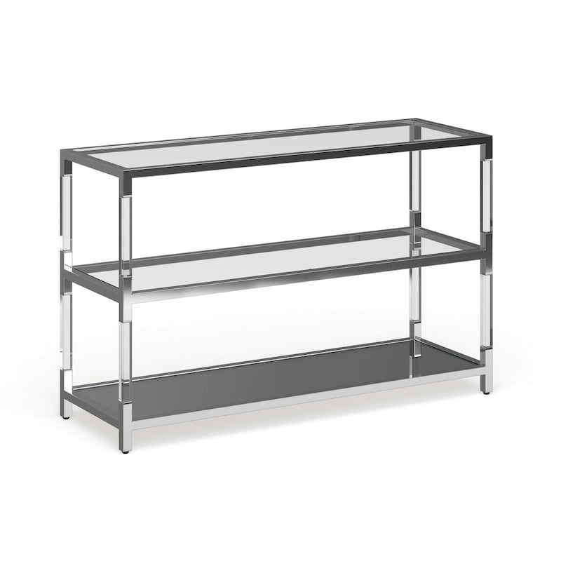 Table console Fald en verre 2 étagères de 48 po chromée contemporaine par Furniture of America