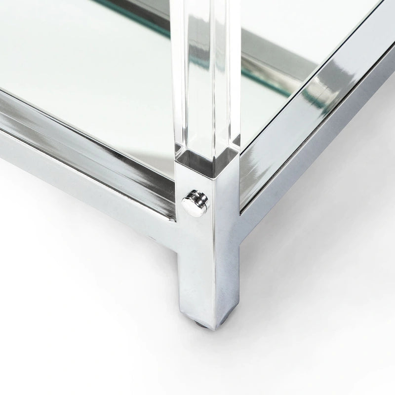 Table console Fald en verre 2 étagères de 48 po chromée contemporaine par Furniture of America
