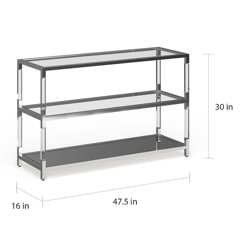 Table console Fald en verre 2 étagères de 48 po chromée contemporaine par Furniture of America