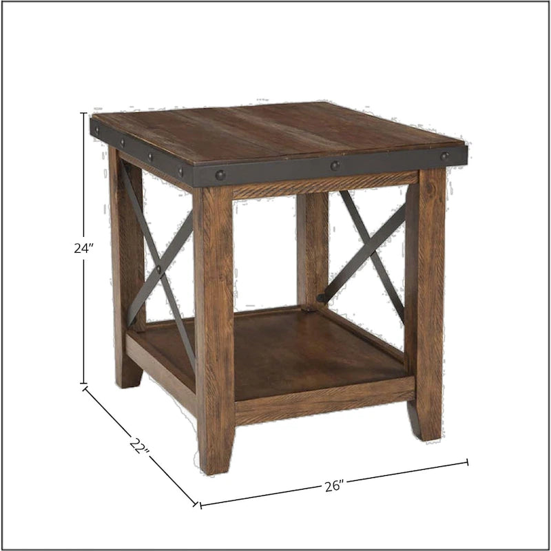 Table d'appoint rustique en bois Canyon Brown, 1 pièce