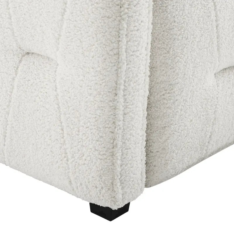 Lit de repos capitonné en velours Chameau / Blanc / Gris avec lit gigogne, 2 places