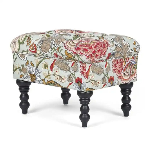 Adeco Ottoman Tabouret Repose-pieds capitonné Tissu Floral Coiffeuse