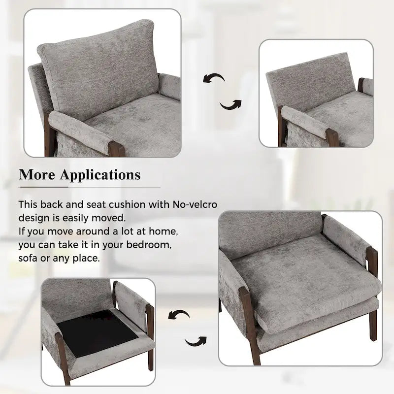 Fauteuil d'appoint individuel en velours orange/gris/jaune/blanc cassé/bleu du milieu du siècle