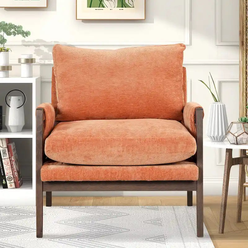 Fauteuil d'appoint individuel en velours orange/gris/jaune/blanc cassé/bleu du milieu du siècle