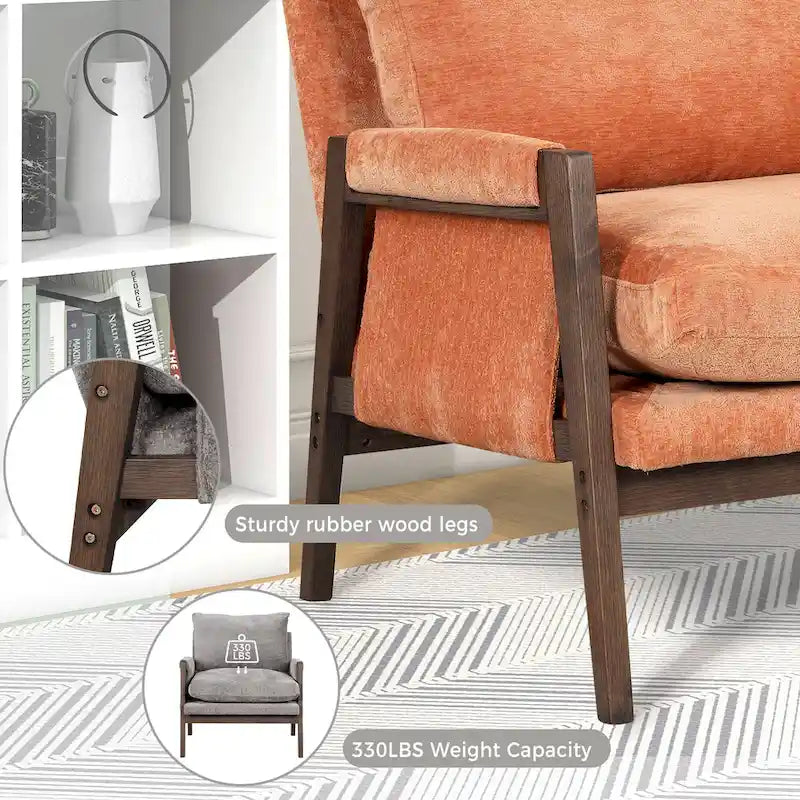 Fauteuil d'appoint individuel en velours orange/gris/jaune/blanc cassé/bleu du milieu du siècle