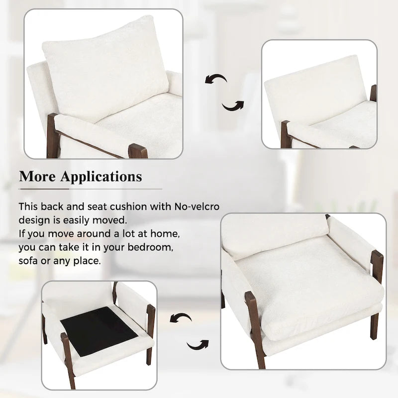 Fauteuil d'appoint individuel en velours orange/gris/jaune/blanc cassé/bleu du milieu du siècle