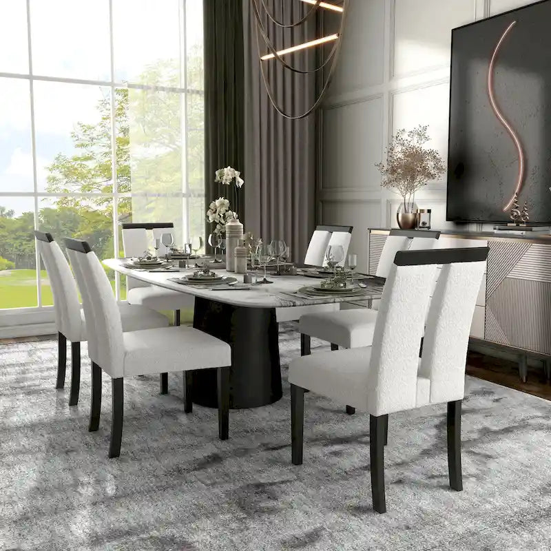 Chaises de salle à manger capitonnées modernes blanches Lumina (lot de 2) par Furniture of America