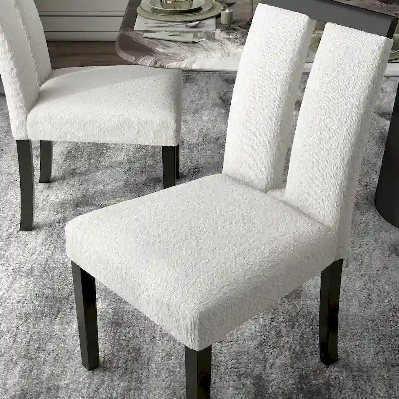 Chaises de salle à manger capitonnées modernes blanches Lumina (lot de 2) par Furniture of America