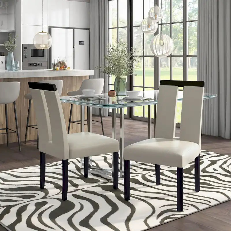 Chaises de salle à manger capitonnées modernes blanches Lumina (lot de 2) par Furniture of America